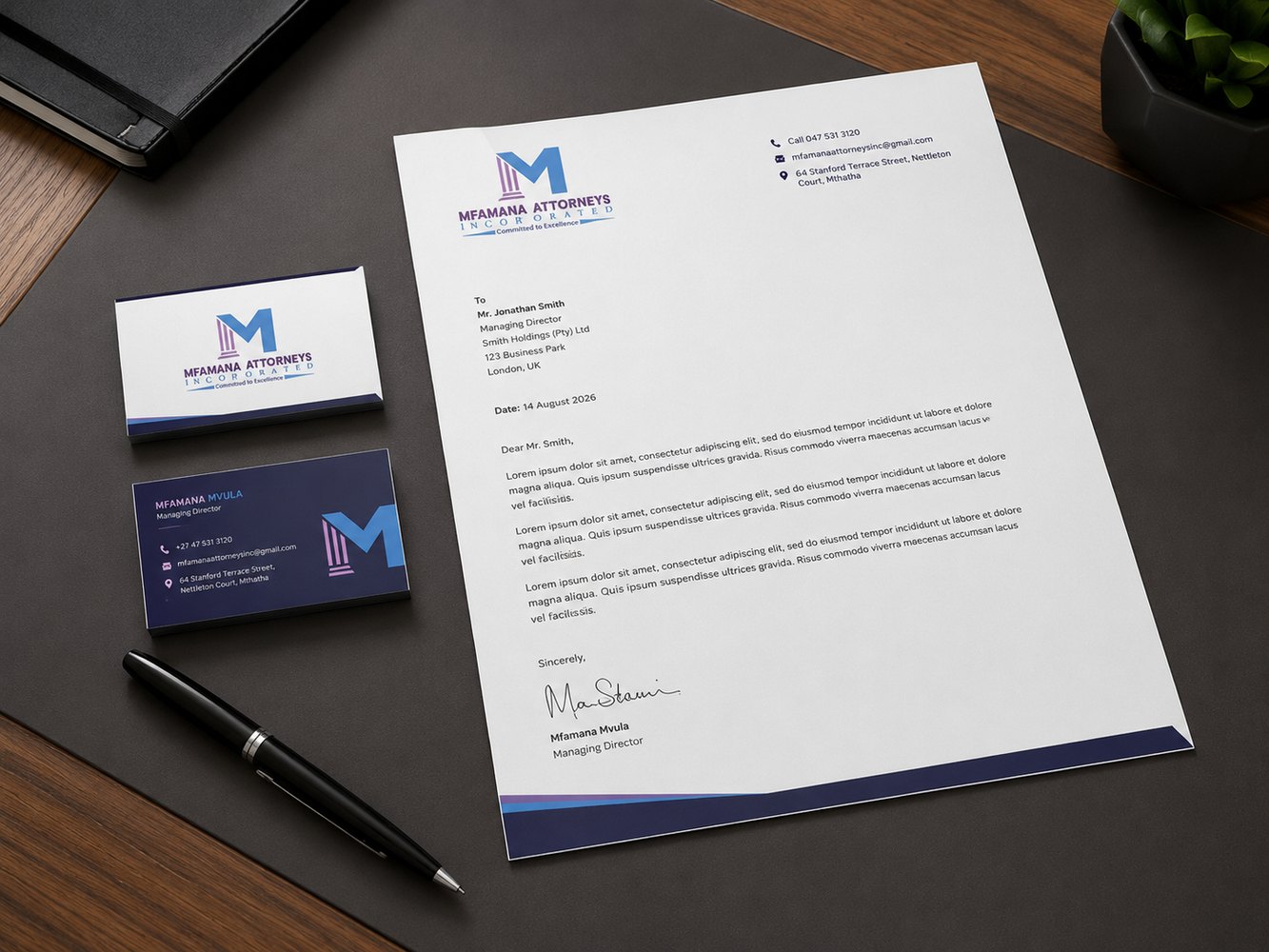 Letterhead and stationery design mockup